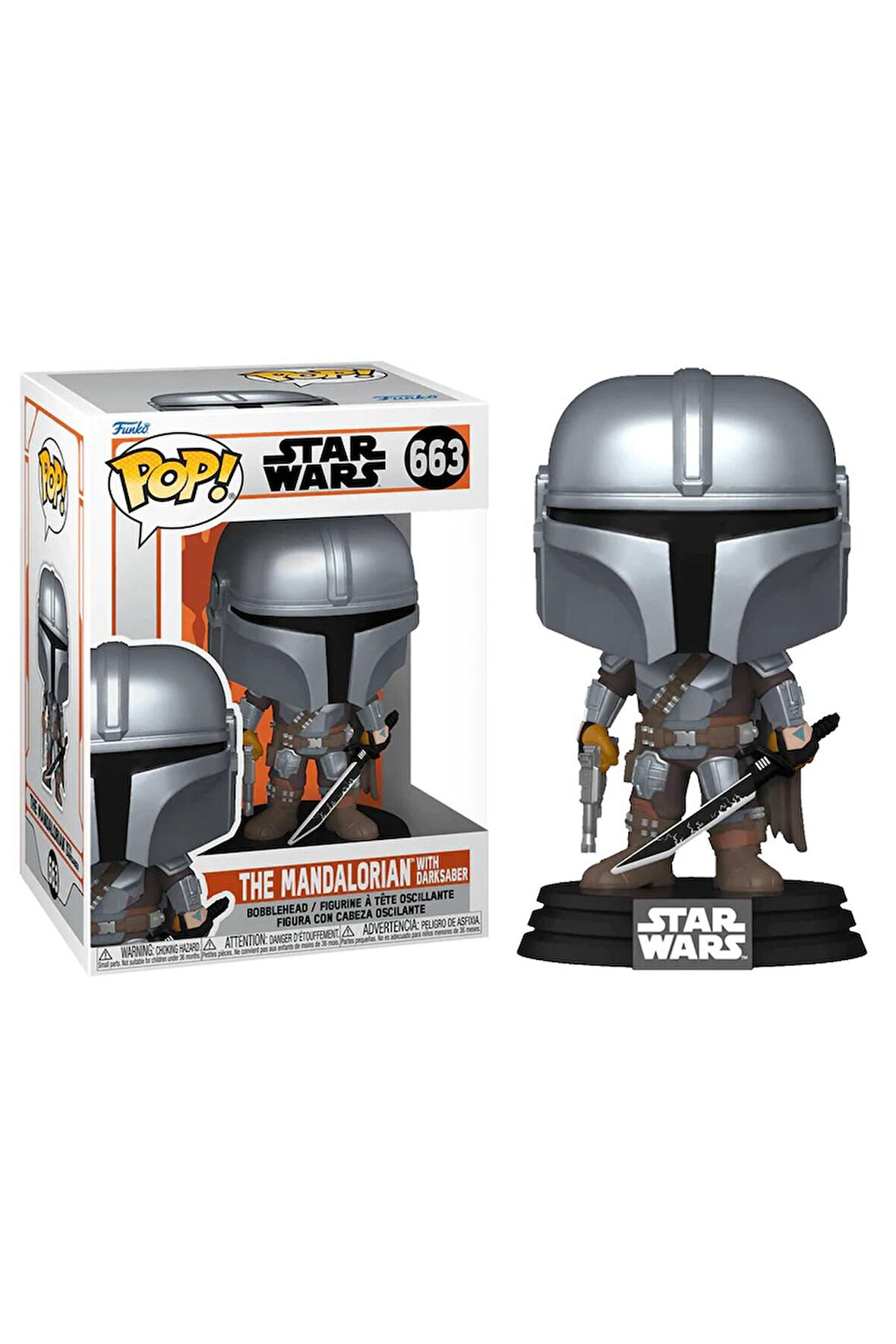 Pop Disney Star Wars The Mandalorian - The Mandalorian With Darksaber No:663 Bobble-head