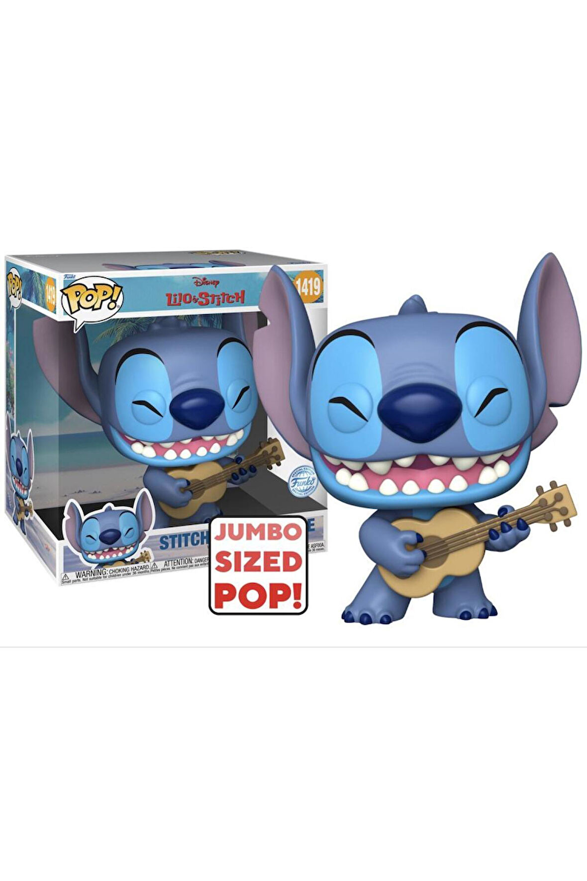 Funko Pop Jumbo Stitch With Ukulele No:1419 10 İnç