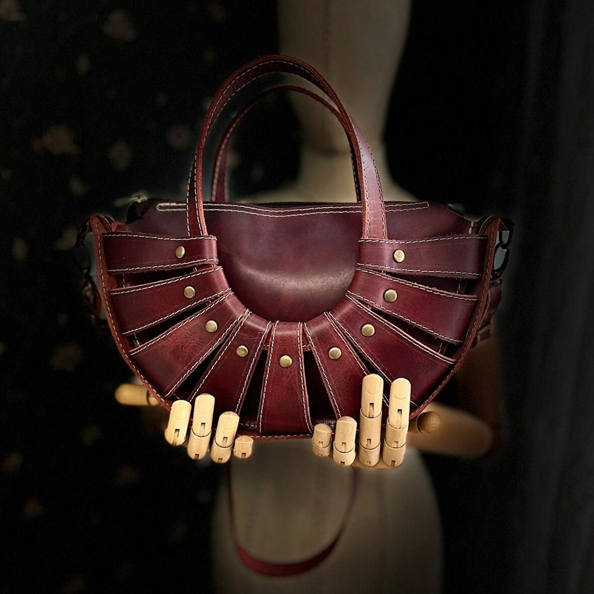 CARIDEA El Yapımı Hakiki Deri Bayan Çanta, Clutch, El Omuz Çantası v5
