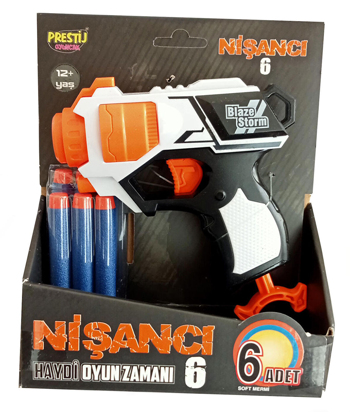 Nişancı 6 Sünger Mermi Atan Oyuncak Silah 6 Mermili Nerf