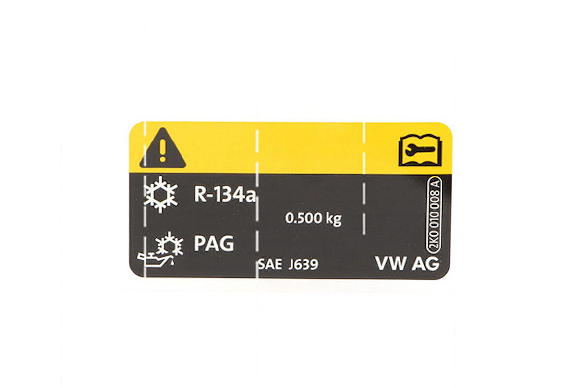 VW 2K0010008A Klima gazı Uyarı Etiketi Sticker Yapıştırma