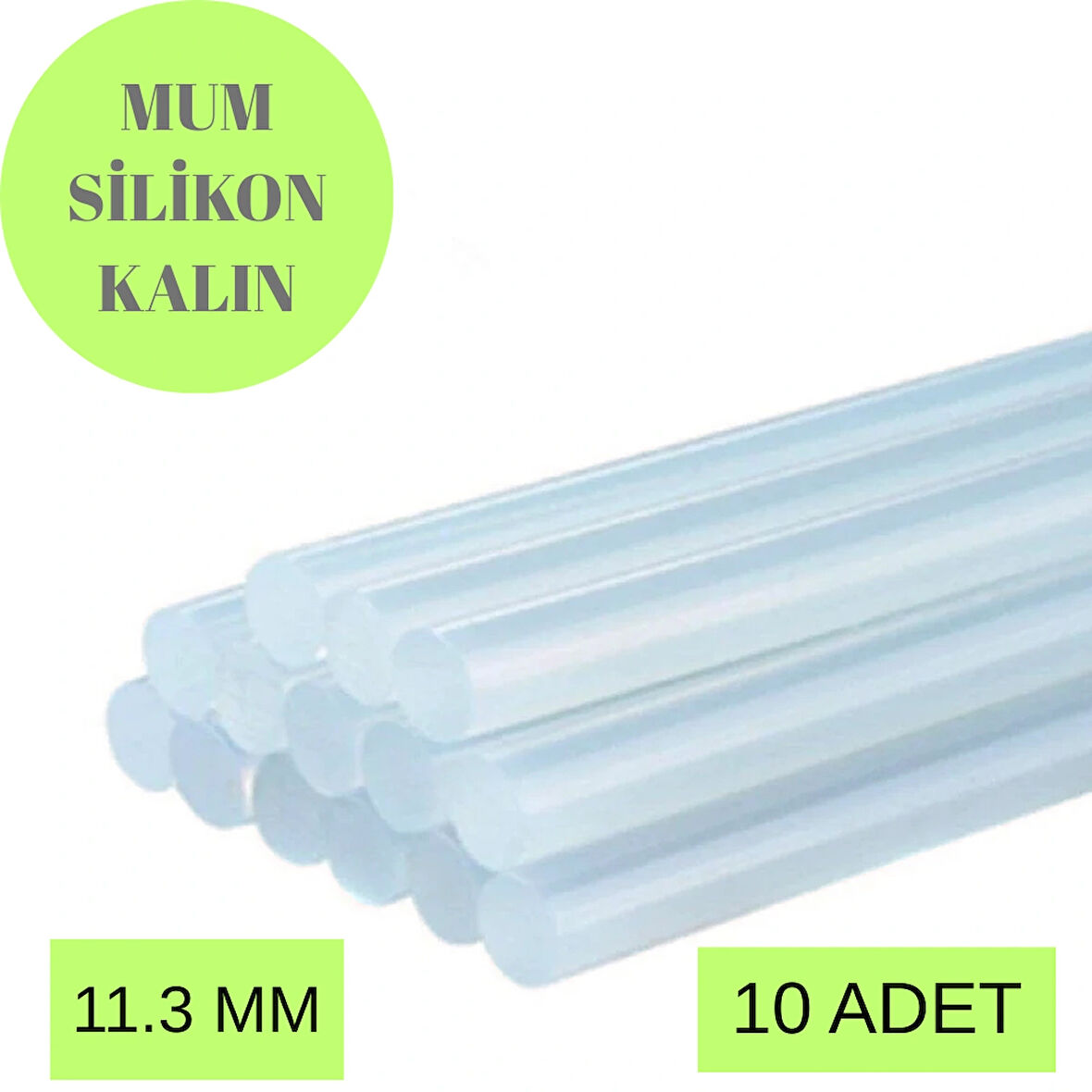 Kalın Şeffaf Sıcak Mum Silikon 11.3 MM 30CM 10 Adet