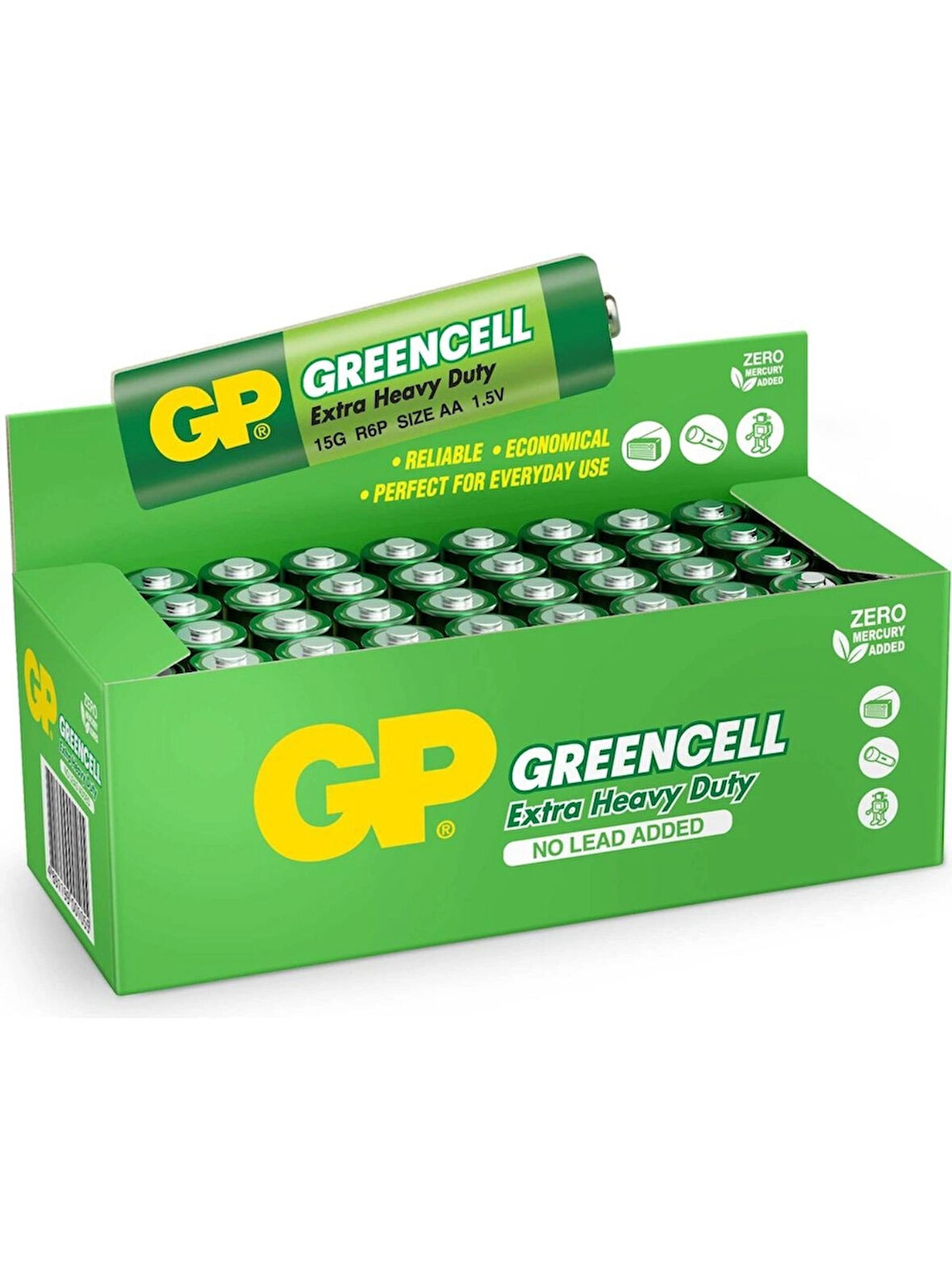 GP 15G Greencell R6P/1215/AA Kalem Pil, 1.5 Volt, 40'lı Kutu