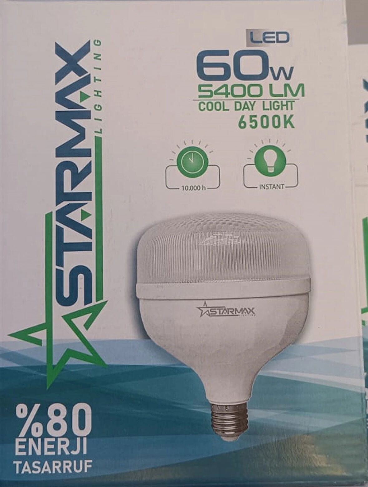 8 ADET-STARMAX 60W Kristal Torch LED Ampul E-27 Beyaz Işık 5400LM