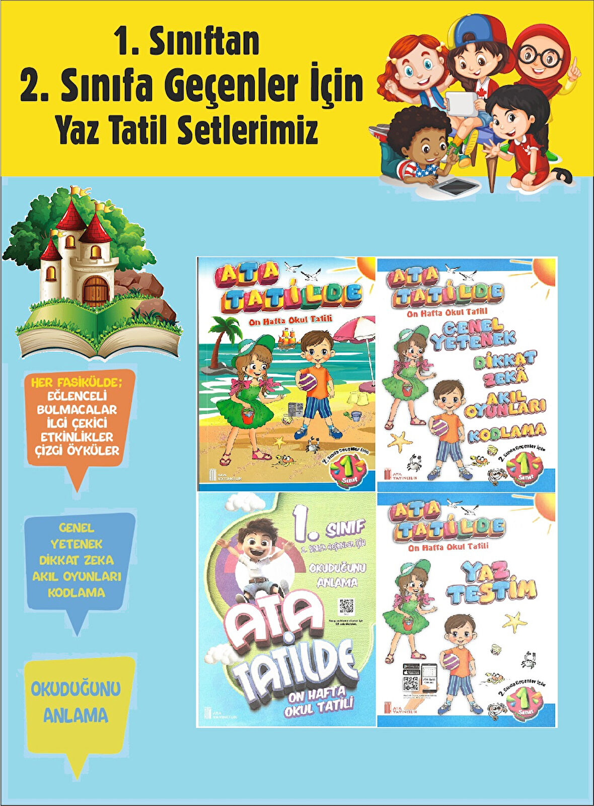 1.Sınıftan 2.Sınıfa Geçenler İçin Ata Tatilde Seti (4 Kitap)