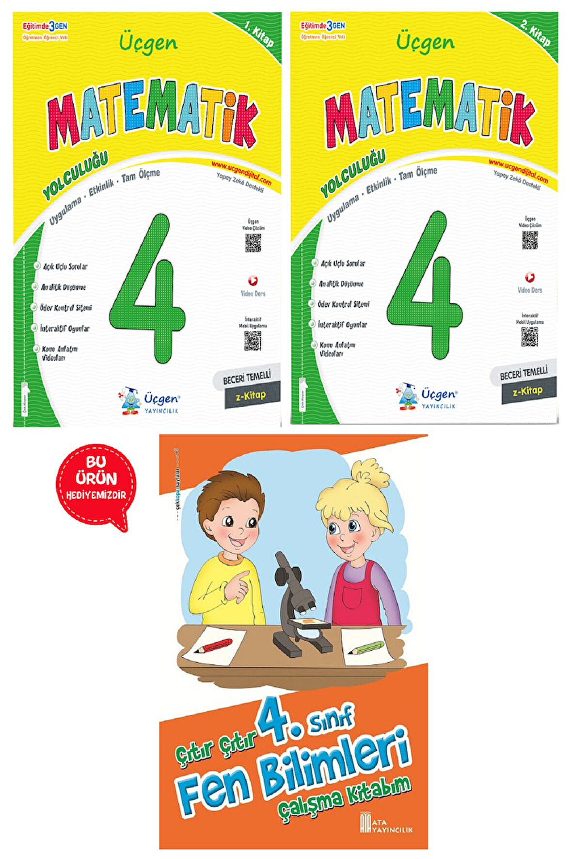 4.Sınıf Beceri Temelli  MATEMATİK Yolculuğu 1. Kitap ve 2. Kitap+ Fen Bilimleri Çalışma Kitabım