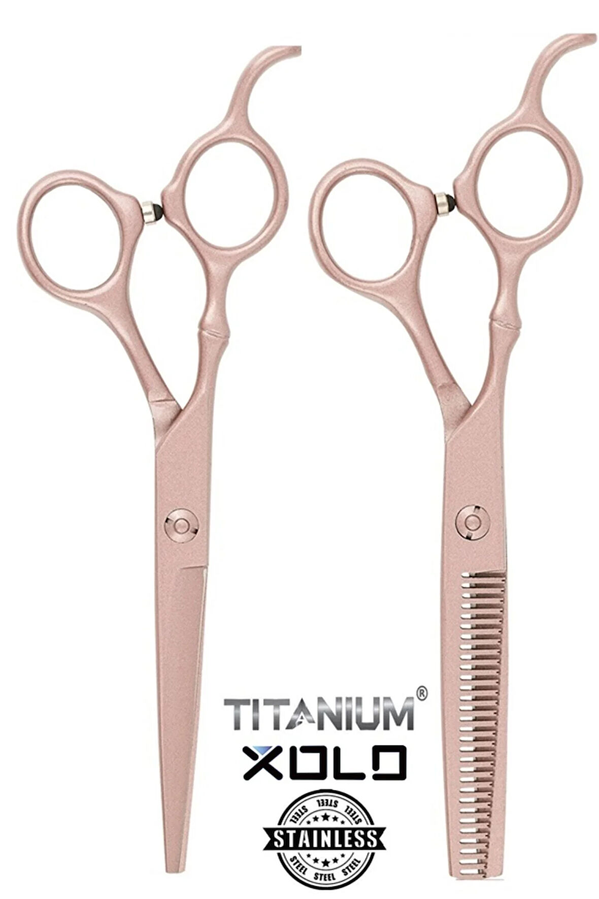 Titanium Gül Kurusu Mat Makas Seti Rose Red Saç Kesim Makas Seti Profesyonel Salon XLQ504SET