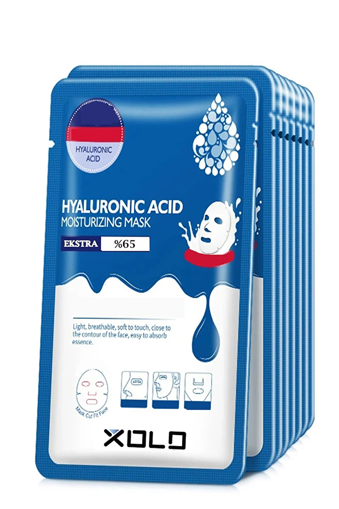 10 Adet Hyaluronic Acid Yüz Maskesi Professional Skin Face Mask XL2124