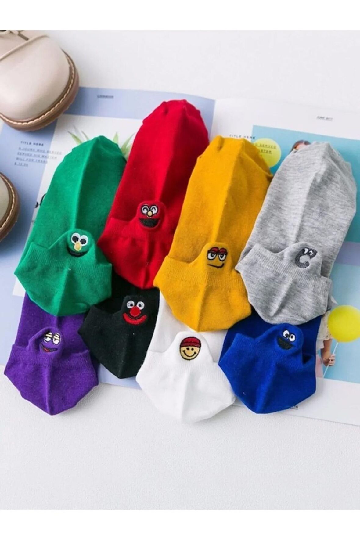 Emoji Çoraplar 8'lı Gökkuşağı Paketi