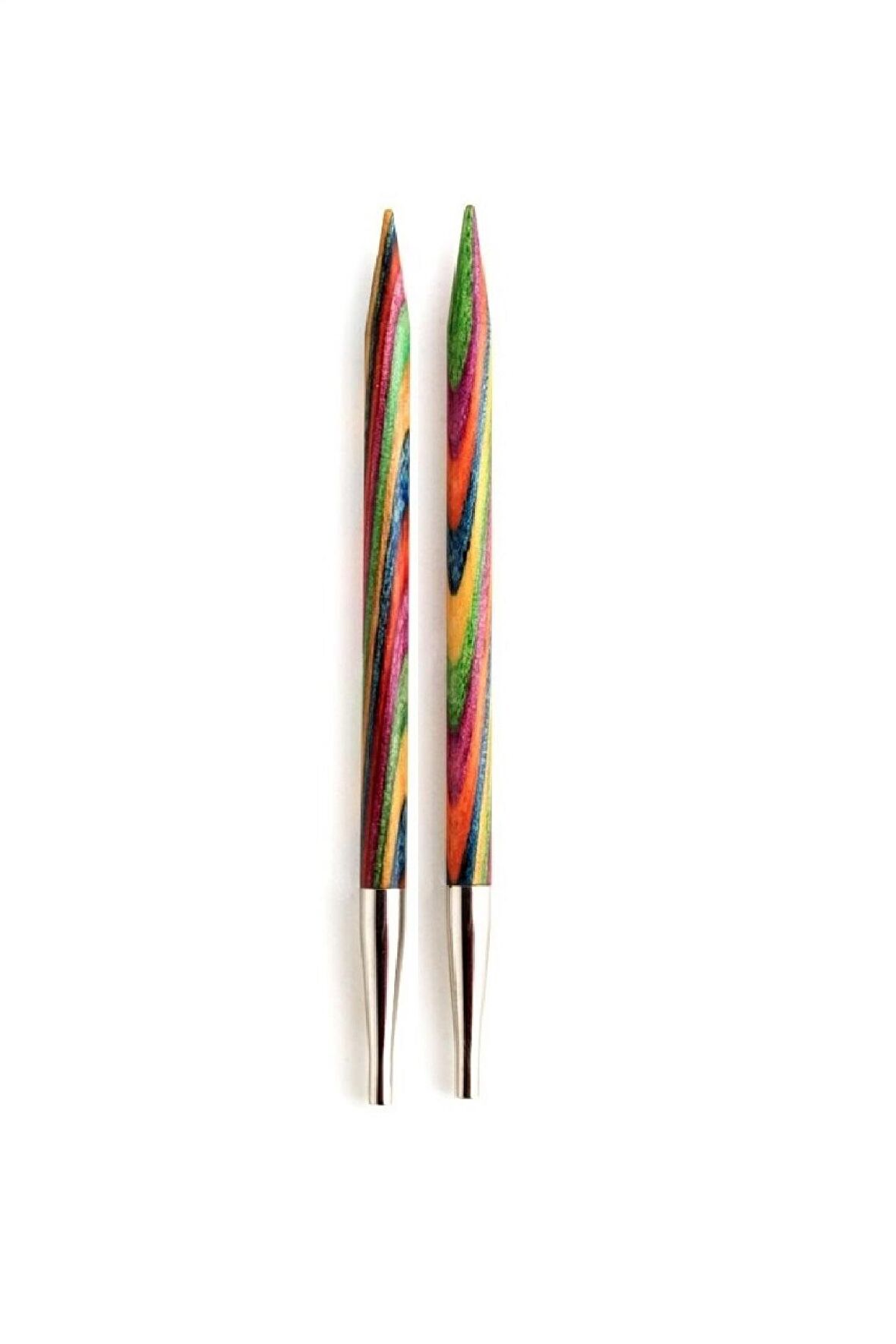 KnitPro Symfonie 5,50mm Özel Kısa Değiştirilebilir Ahşap Misinalı Şiş Ucu Kısa