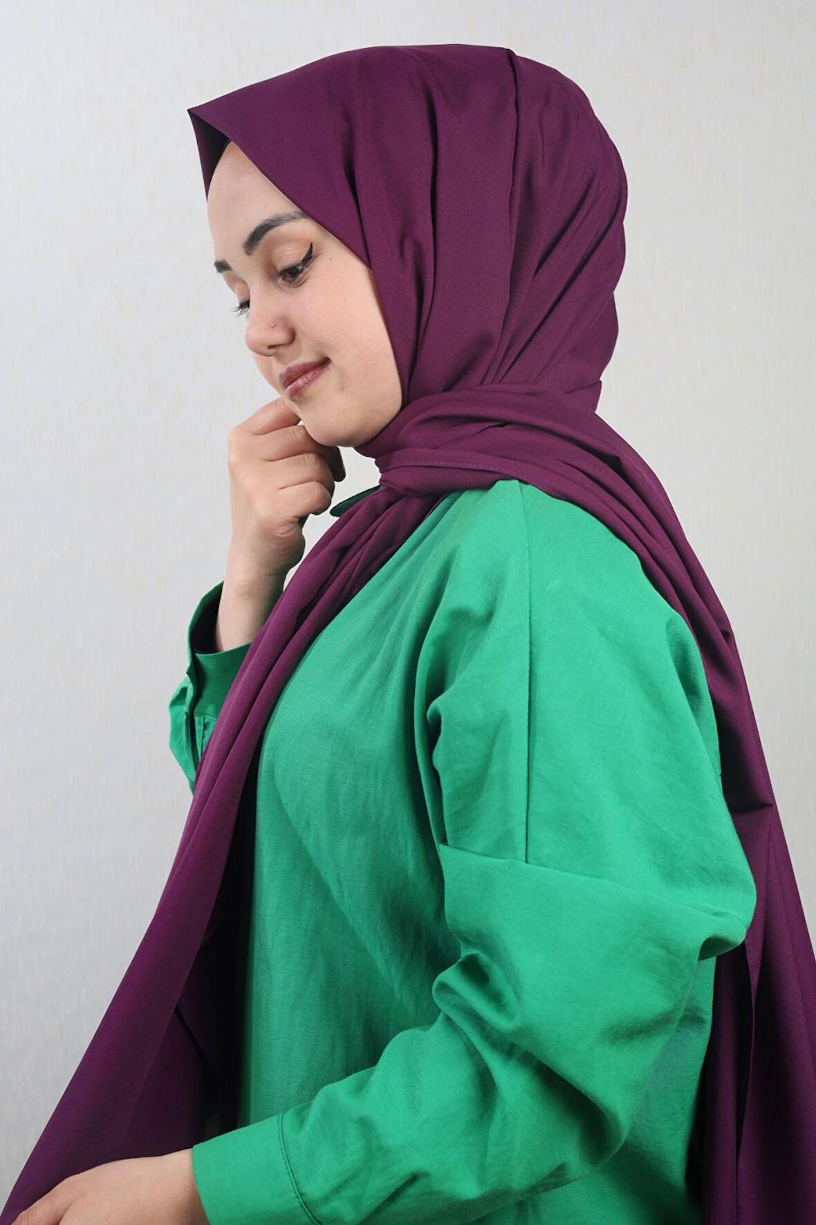  Qum İpek Düz Renk Krep Vual Şal - Desen-01 - Renk-05 -98