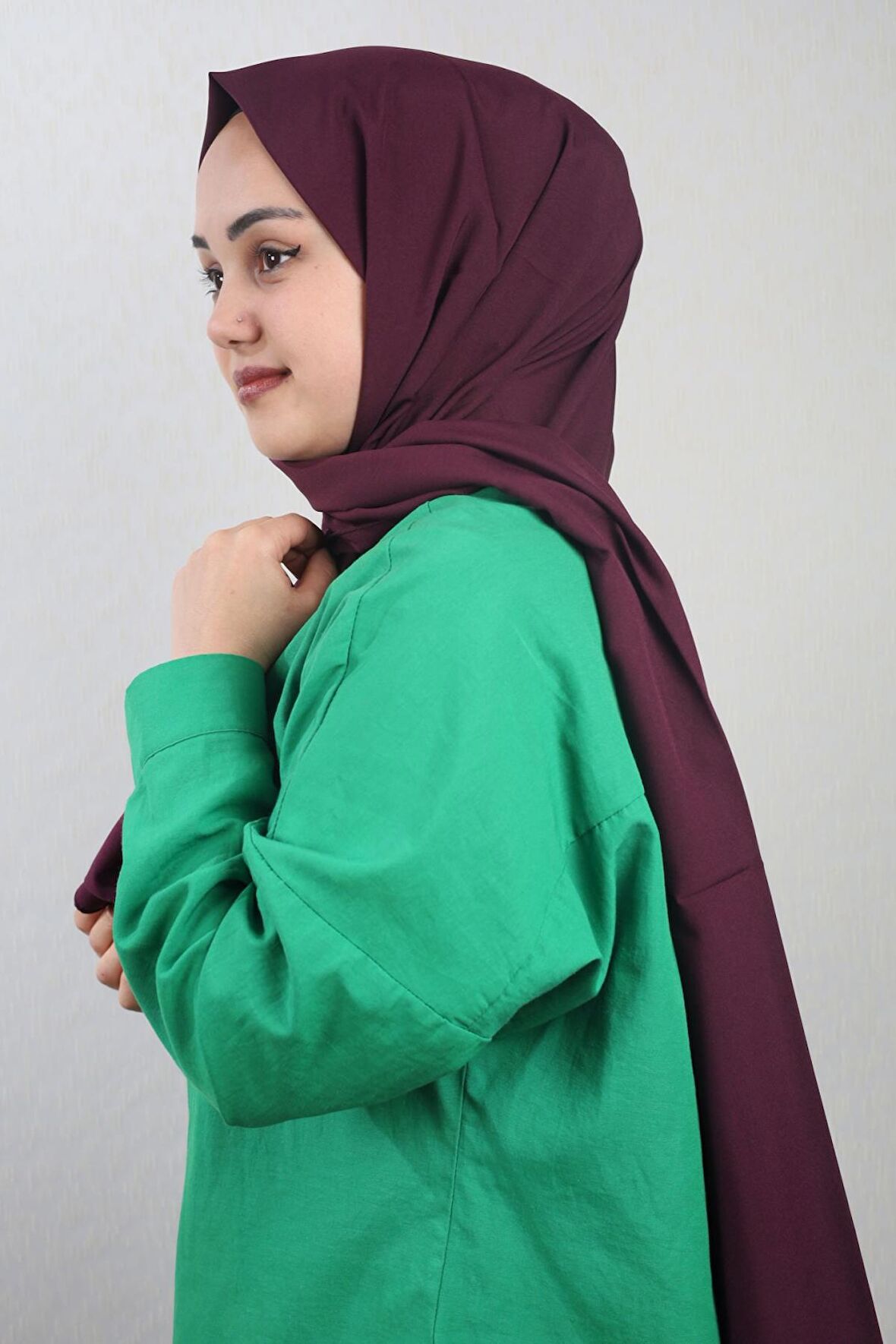  Qum İpek Düz Renk Krep Vual Şal - Desen-01 - Renk-14 -98