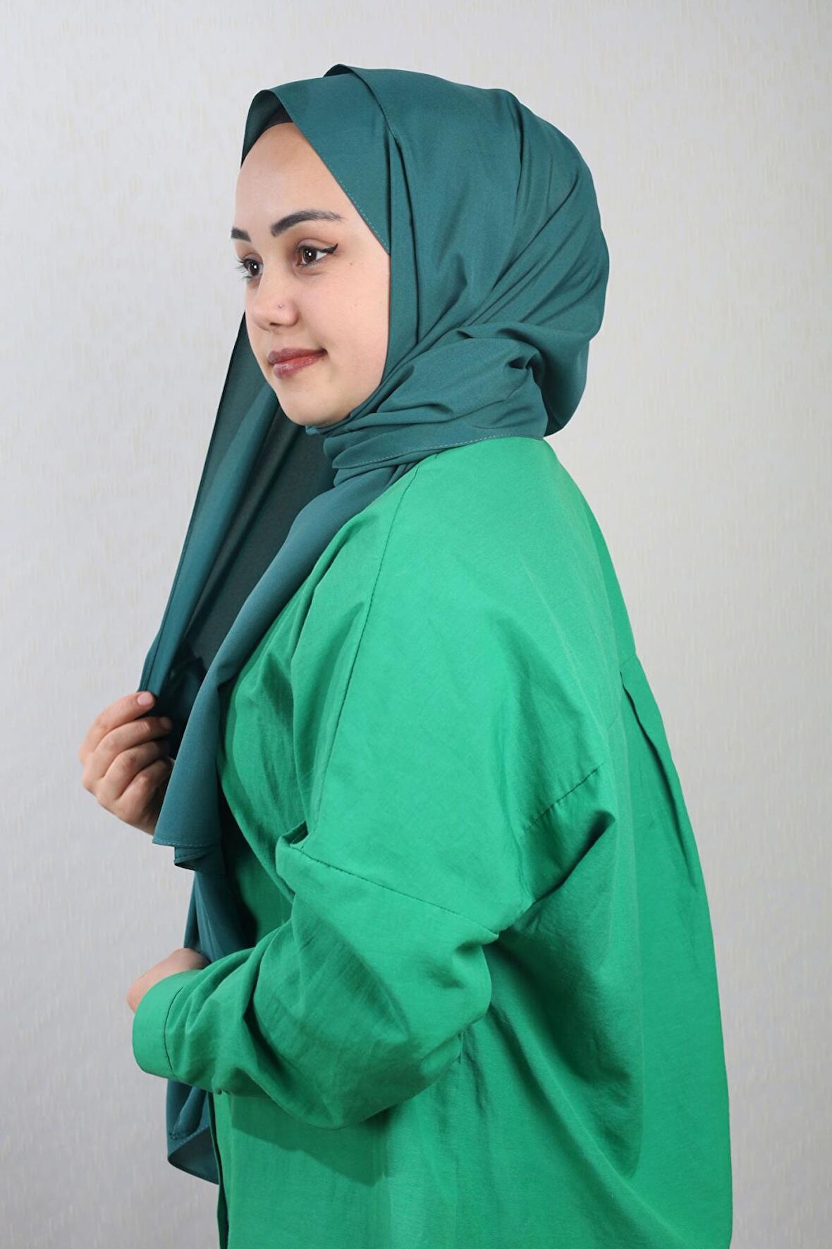  Qum İpek Düz Renk Krep Vual Şal - Desen-01 - Renk-18 -98
