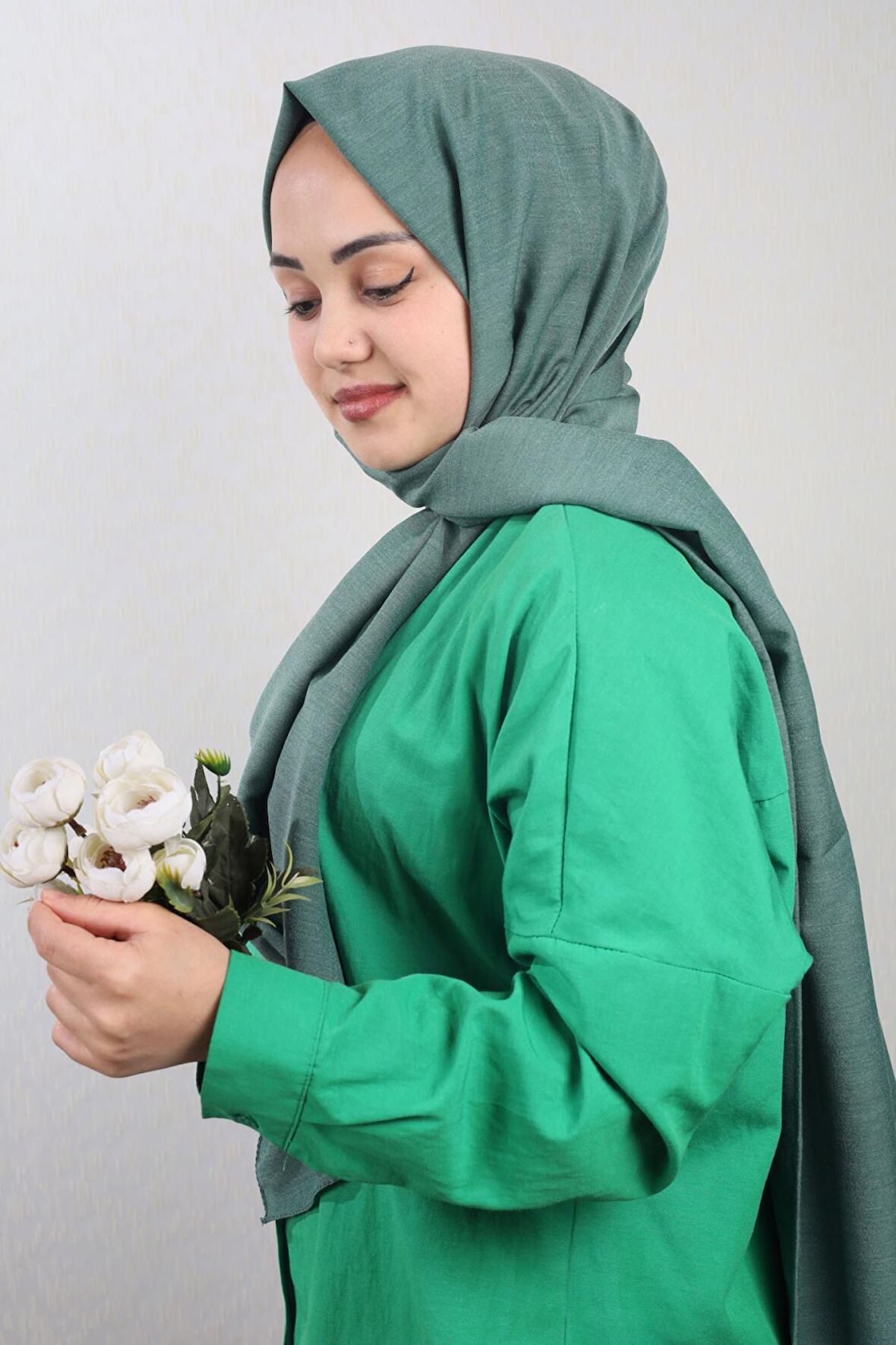  Qum İpek Düz Renk Viscon Coton Şal - Desen-01 - Renk-10 -98