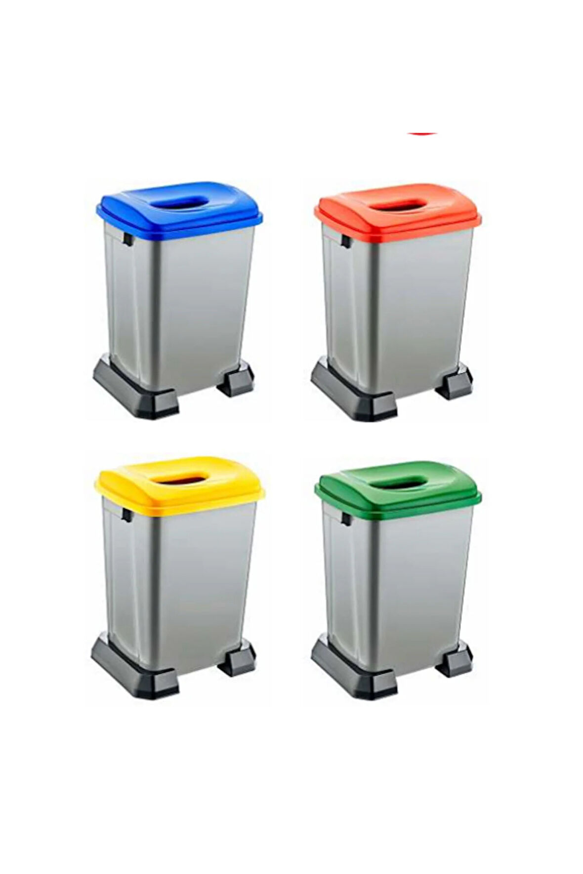 Geri Dönüşüm Kutusu Kağıt Atık Plastik Atık Cam ve Sıfır Atık Kutuları 4 lü Set 50 Lt