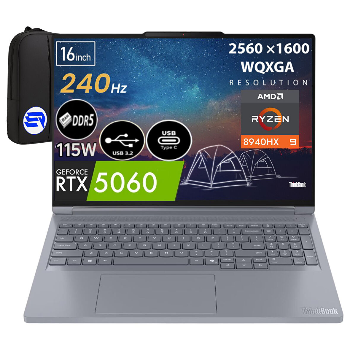 Lenovo Thinkpad 16P G6 Ryzen 9-8940HX 48GB 2tb SSD RTX5060 115W 16" 240Hz Wqxga WIN11 Pro 21U00013TXEP7 + Elektropasaj Çanta