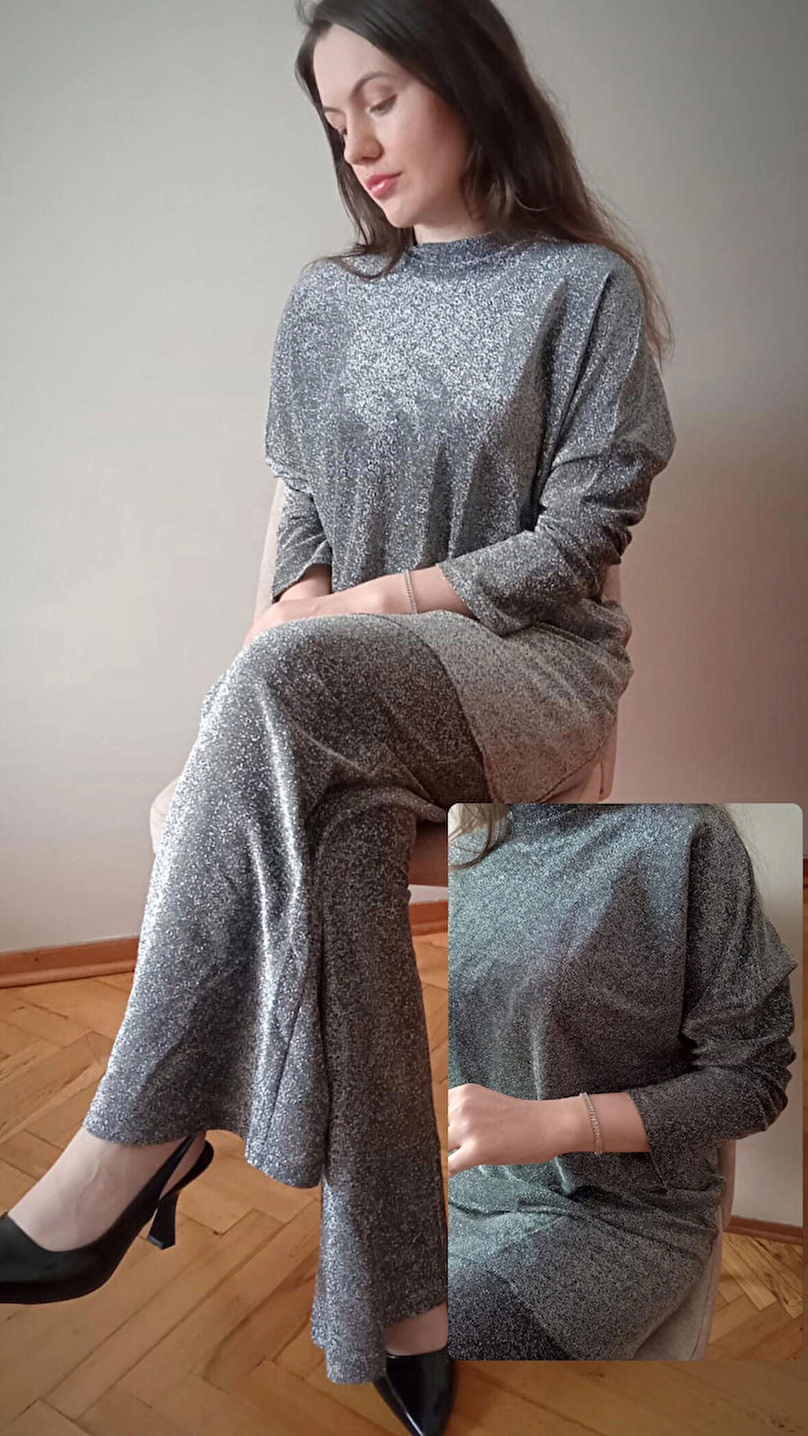 Simli şık abaya tarzı elbise