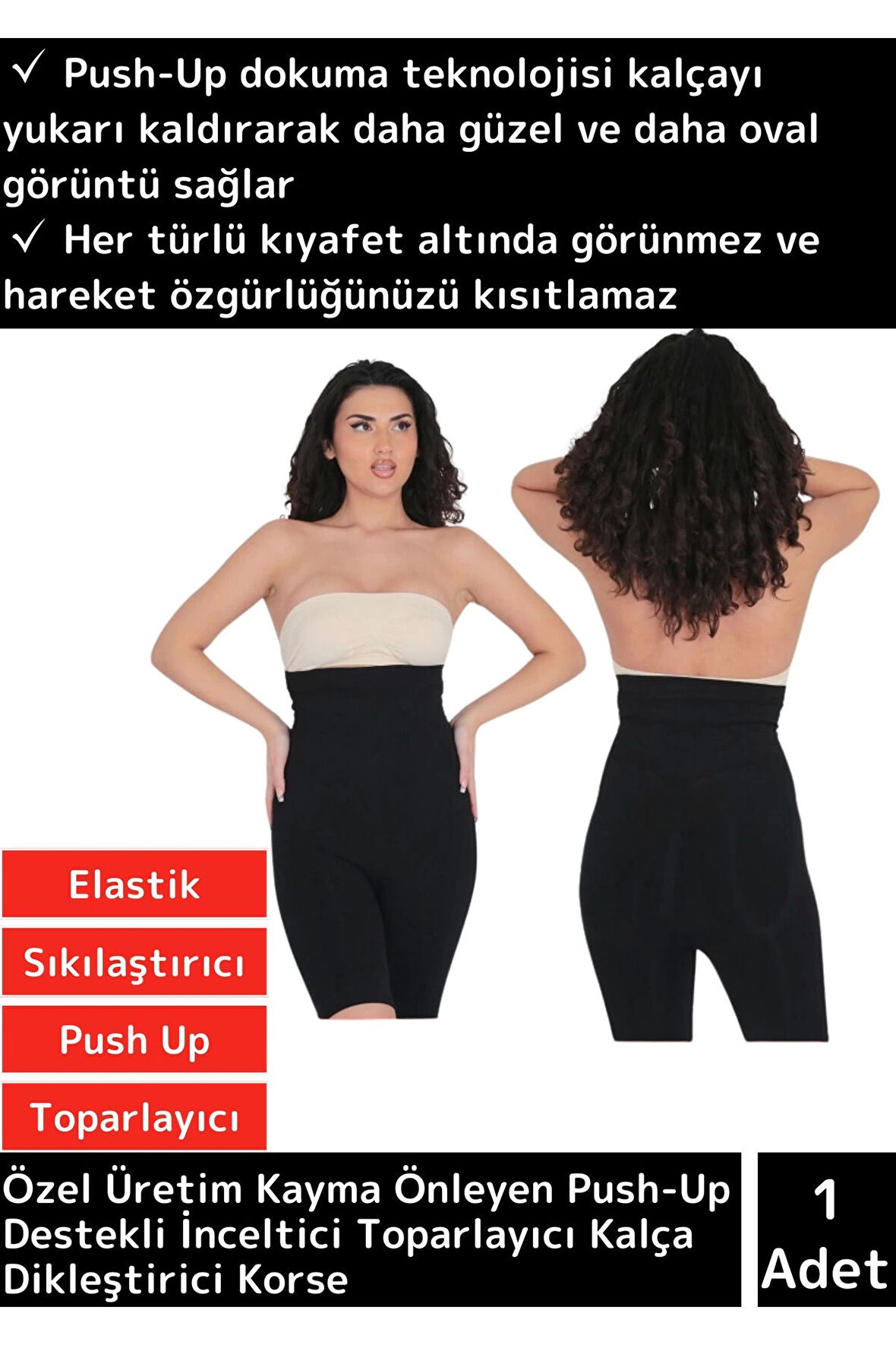 Premium Kalça Dikleştirici Korse Yüksek Bel İz Göstermeyen Kaymaz Push Up Destekli Toparlayıcı Korse