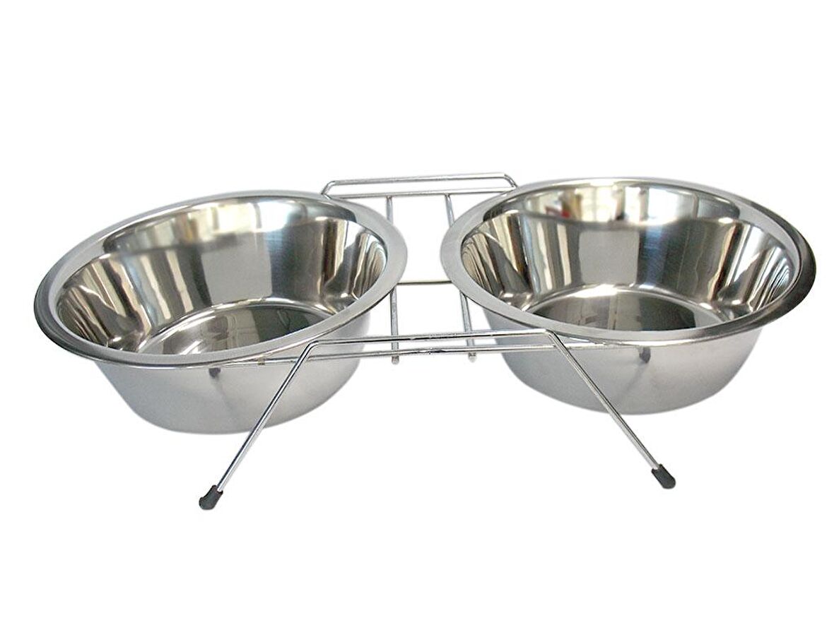 Tommy Tel Ayakli İkili Çelik Mama Kabı 120 Oz