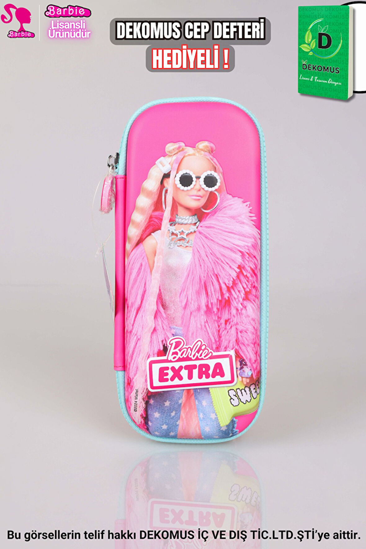 "DEKOMUS CEP DEFTERİ HEDİYELİ"  LİSANSLI YENİ SEZON BARBIE ÖZEL TASARIM EVA KALEM ÇANTASI