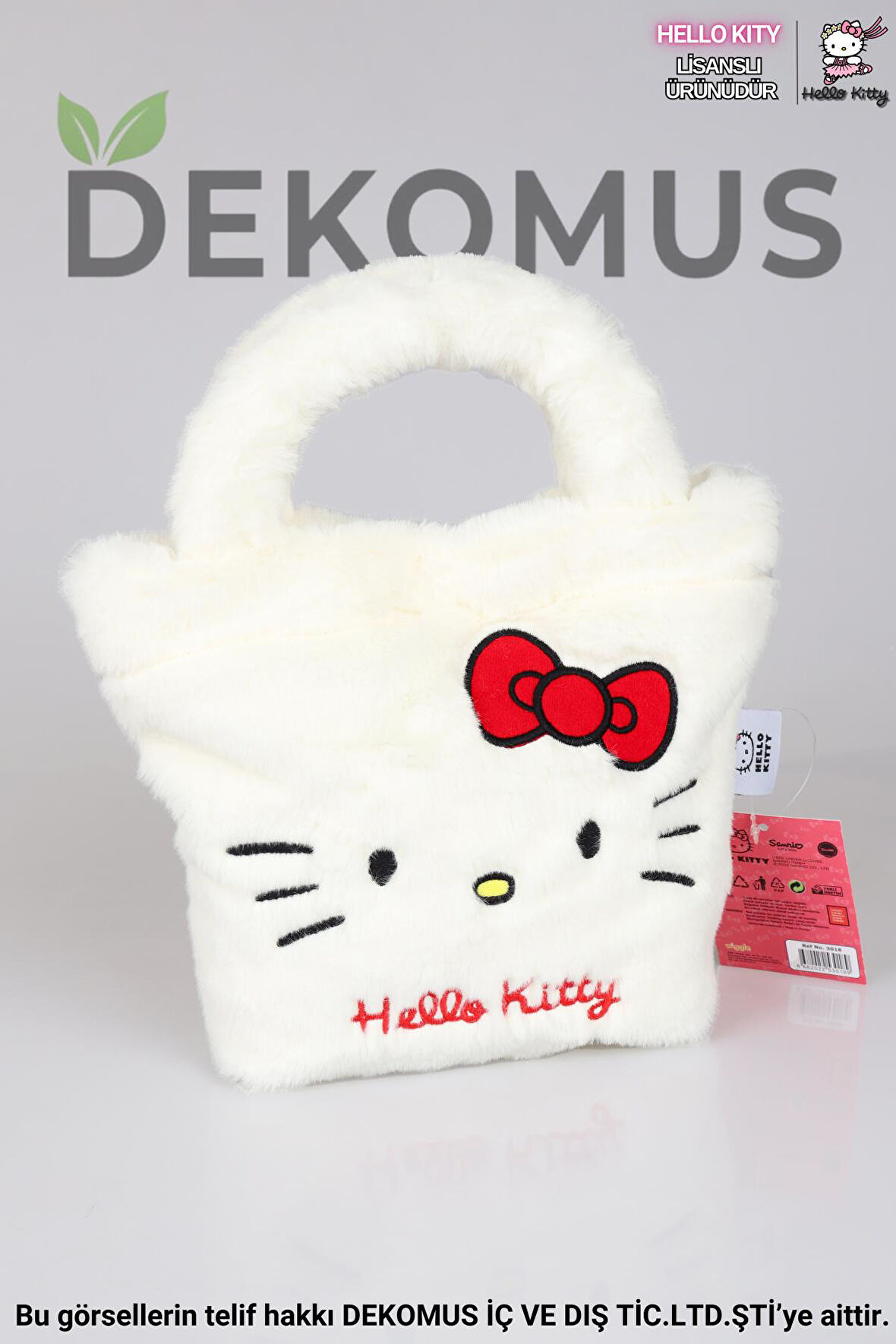 DEKOMUS İLE YENİ SEZON LİSANSLI HELLO KITTY BASIC PELUŞ EL ÇANTASI/BESLENME ÇANTASI