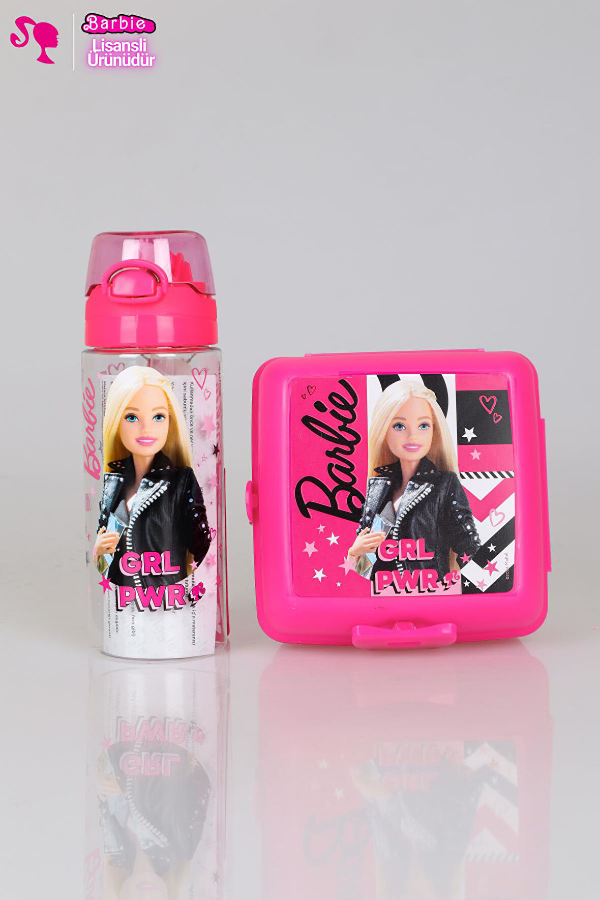 YENİ SEZON LİSANSLI BARBIE GIRL POWER 2 KATLI BESLENME KUTUSU VE 500 ML MATARA SETİ