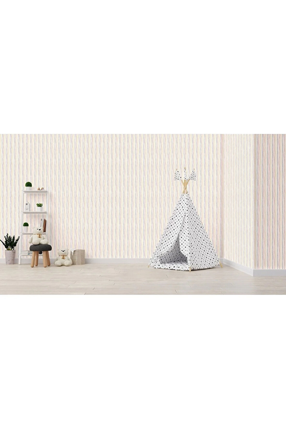 Çizgili Çocuk Odası Duvar Kağıdı 10,6 m2 -Adakids 8906-1