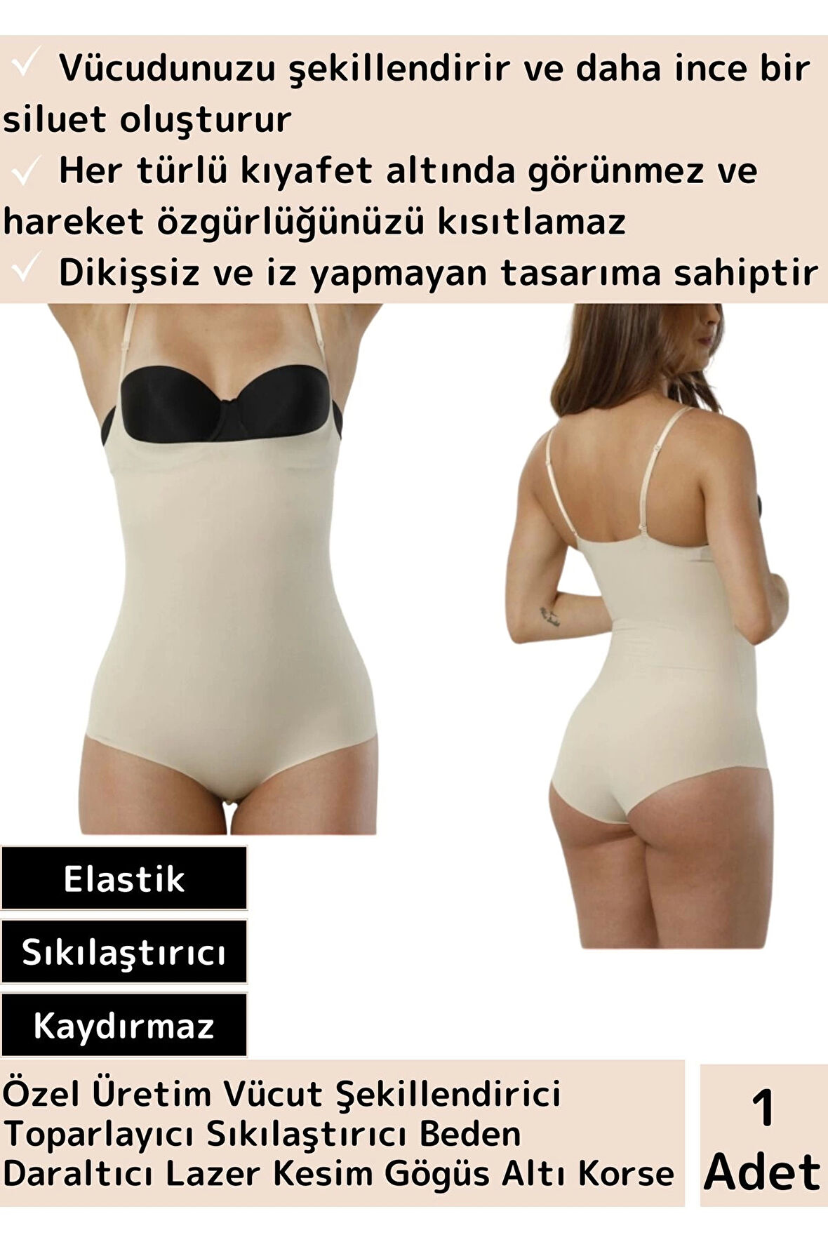 Premium Kaymaz Sıkılaştırıcı Toparlayıcı Beden Daraltıcı Lazer Kesim Gögüs Altı Body Korse