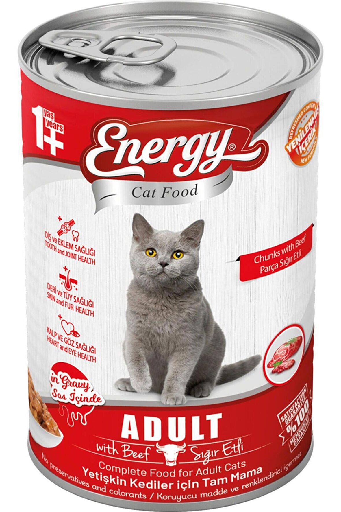 Energy Pet Food Energy Sığır Etli Yetişkin Islak Kedi Konserve Maması 400 Gram 10 Adet