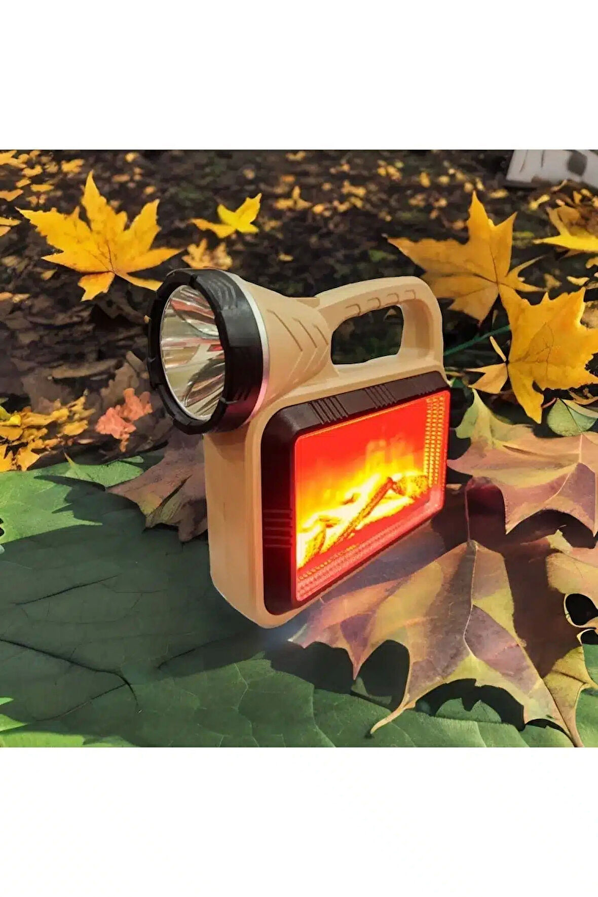 Güneş Enerjili Şömineli Çok Fonksiyonlu Çift Işık Kaynağı Usb Şarjlı Solar El Feneri