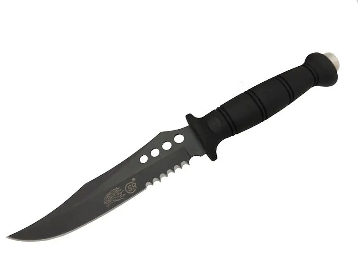 Sr S008b Lejyoner Tırtıklı Outdoor Bıçağı 29 Cm - Kauçuk Sap, Perçinli