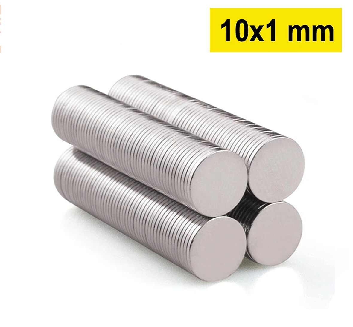 1 Adet 10x1mm Yuvarlak Neodyum Mıknatıs Güçlü Dayanıklı Magnet Nikel Kaplama