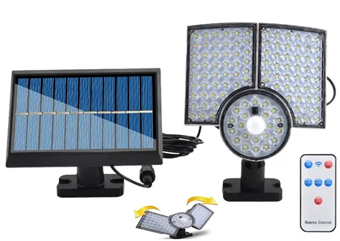  112 Led Güneş Enerjili Kumandalı 3 Çalışma Modlu Çift Başlıklı Iç Veya Dış Mekan Sarkıt Solar Led