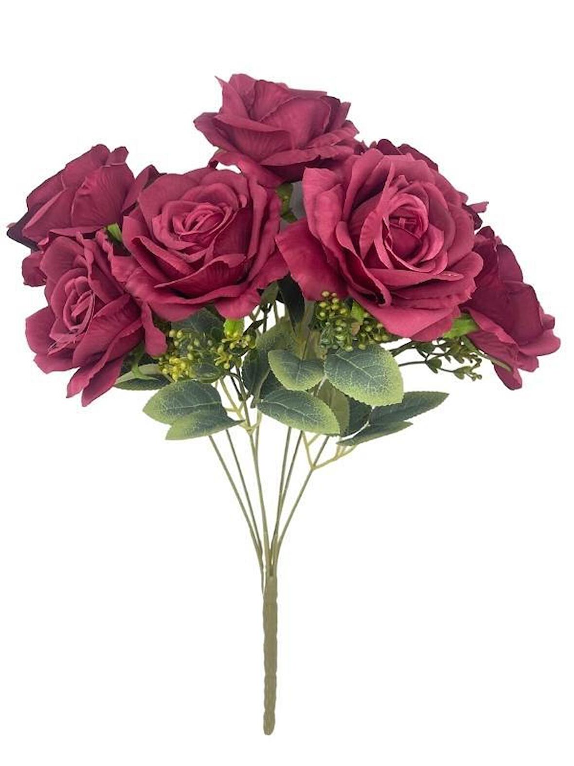 Yapay Çiçek 7li Gül Demeti 40*30cm 1.Kalite Büyükboy BORDO