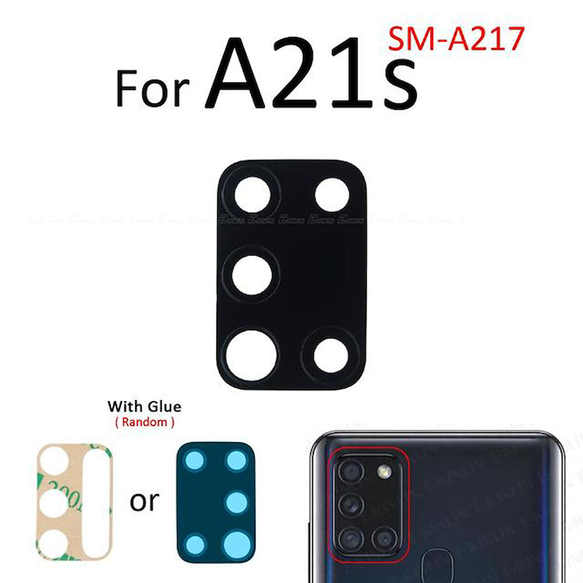 Tkgz Samsung Galaxy A21S Arka Kamera Camı Lens Yapışkanlı