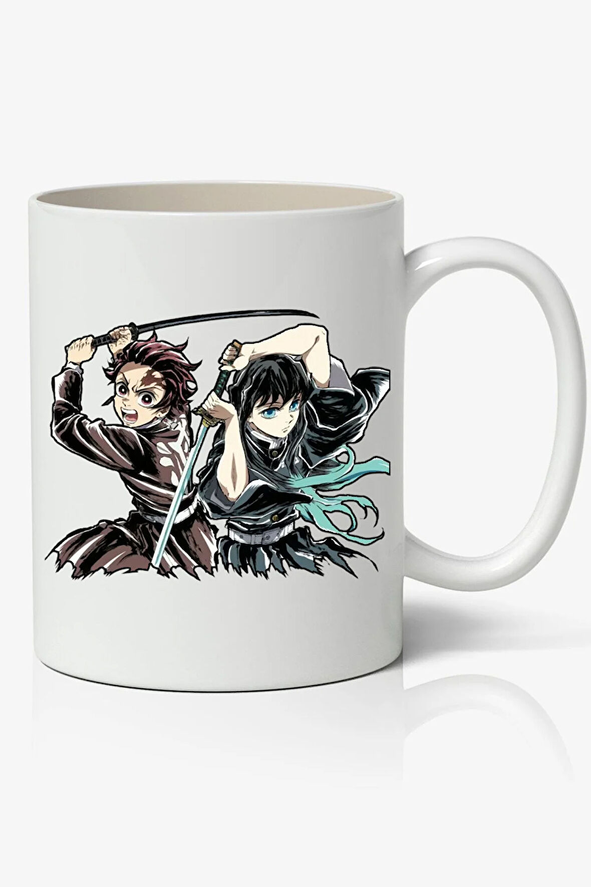 Tanjiro & Muichiro Demon Slayer Anime Temalı Beyaz Kupa Bardak Sevgiliye Arkadaşa Hediye