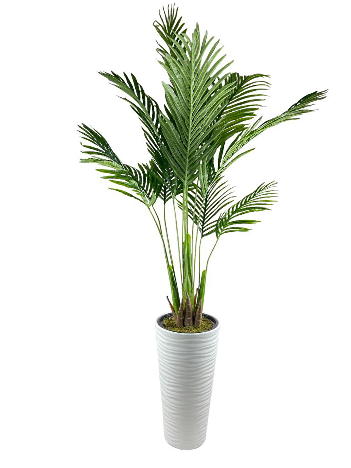 Yapay Ağaç Areka Ağacı Beyaz Uzun Kumsal Vazoda Palmiye Ağacı Yapay Areka 190cm