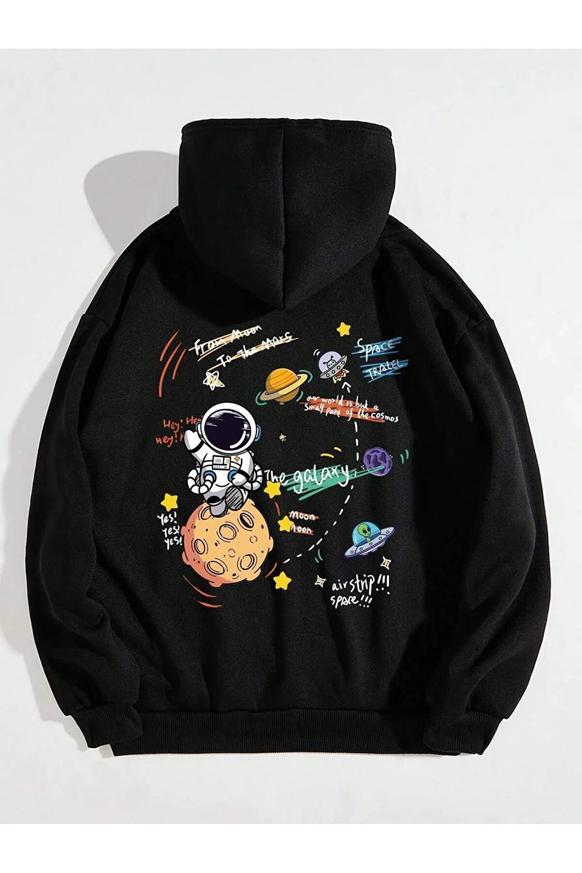 Kadın Galaxy Sırt Baskılı Oversize Sweatshirt