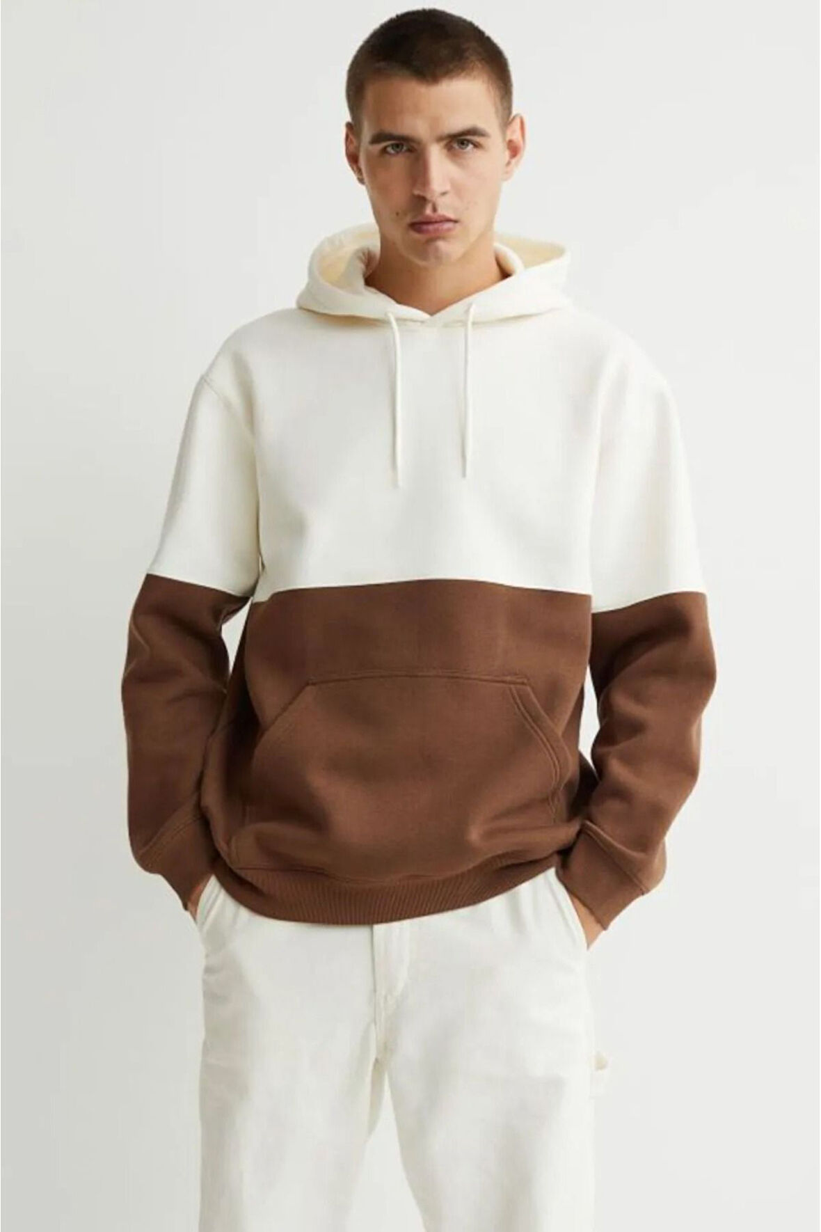 Erkek Parçalı Oversize Kapşonlu Sweatshirt