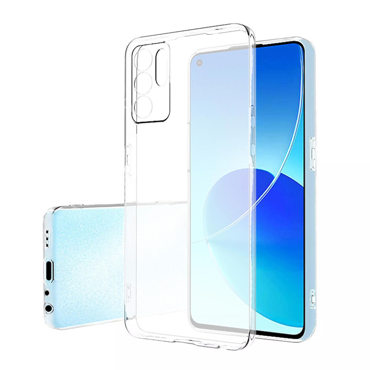 FitCase Oppo A16 Kılıf Kamera Korumalı Silikon Şeffaf Kapak
