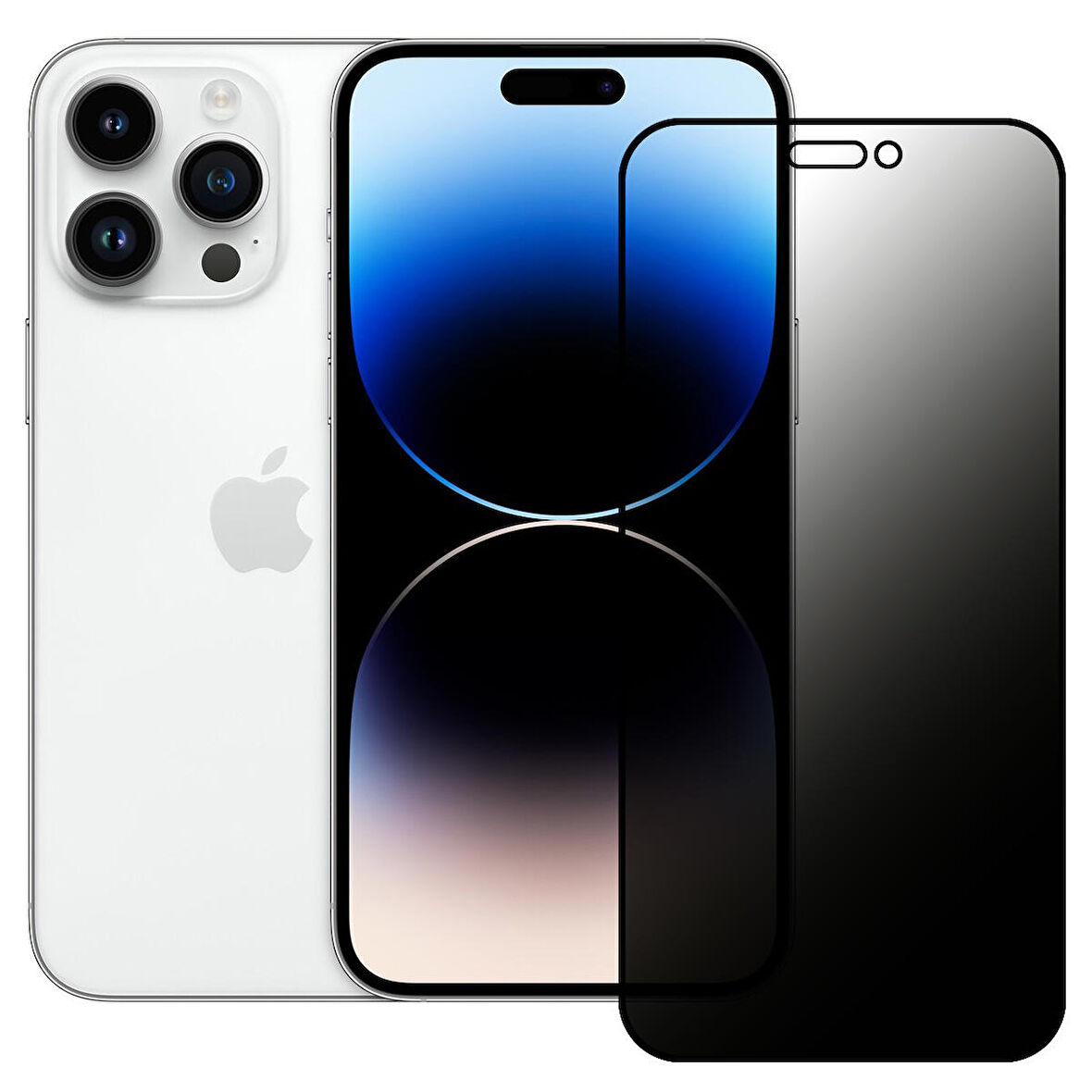 iPhone 14 Pro Max Hayalet Privacy Gizli Cam Ekran Koruyucu Siyah