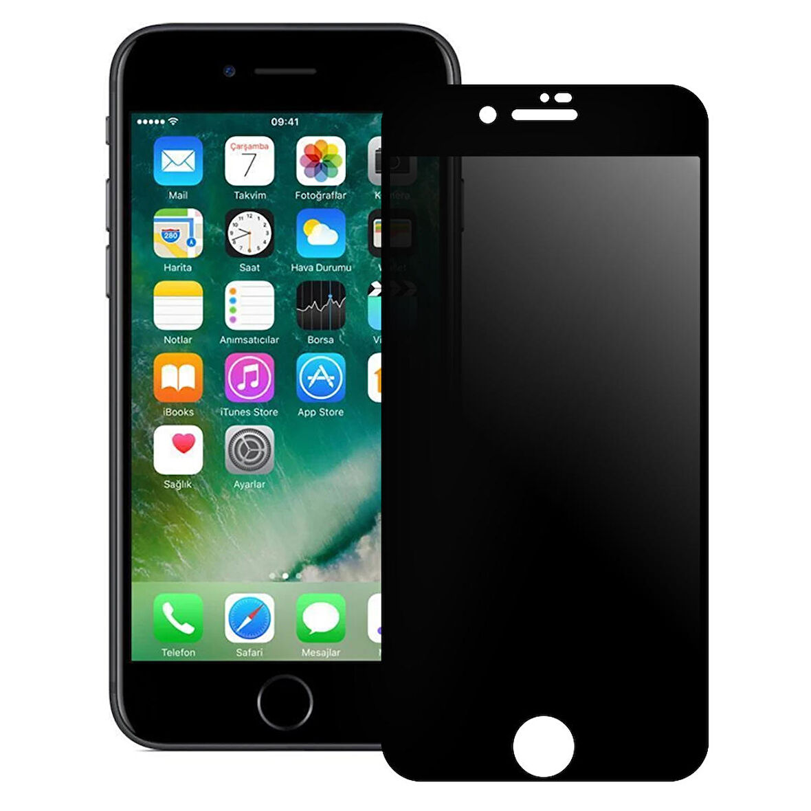 Bufalo iPhone 7 / iPhone 8 ESD Anti Static Hayalet Privacy Cam Ekran Koruyucu Siyah