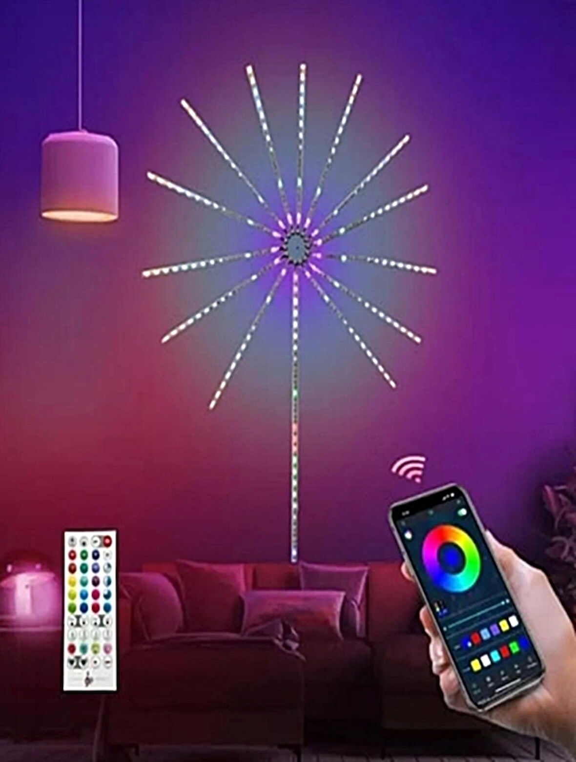 Bluetoothlu Animasyonlu Rgb Led Yıldız Kayar Led Işık 5v Usb Girişli Sese Duyarlı Rengarenk