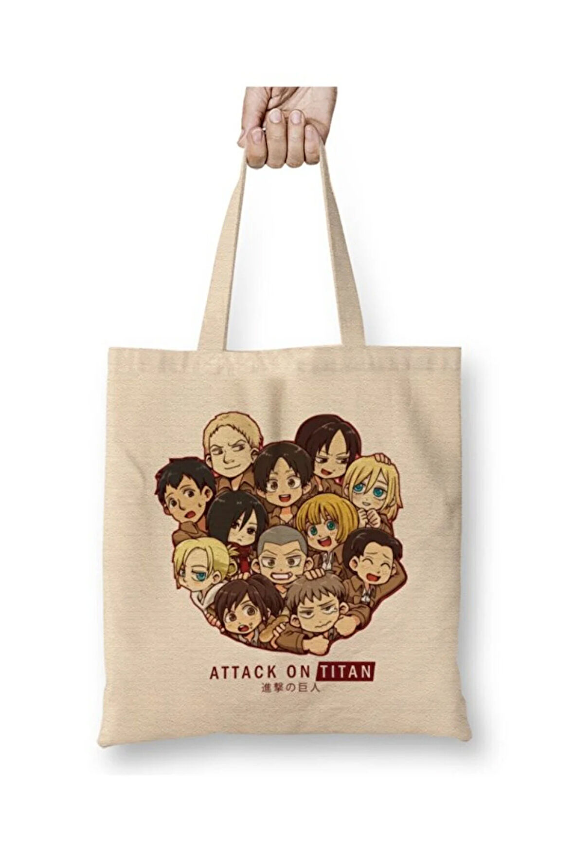 Attack On Titan Full Team Karakterler Bez Çanta Uzun Saplı Alışveriş Çantası Plaj Çantası