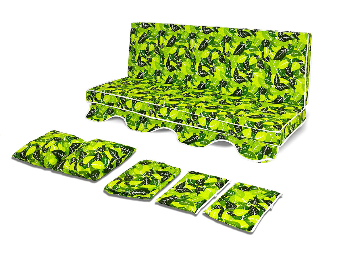 Salıncak Minder Kılıf Takımı 3 Kişilik (Süngersiz) - Yeşil Yaprak