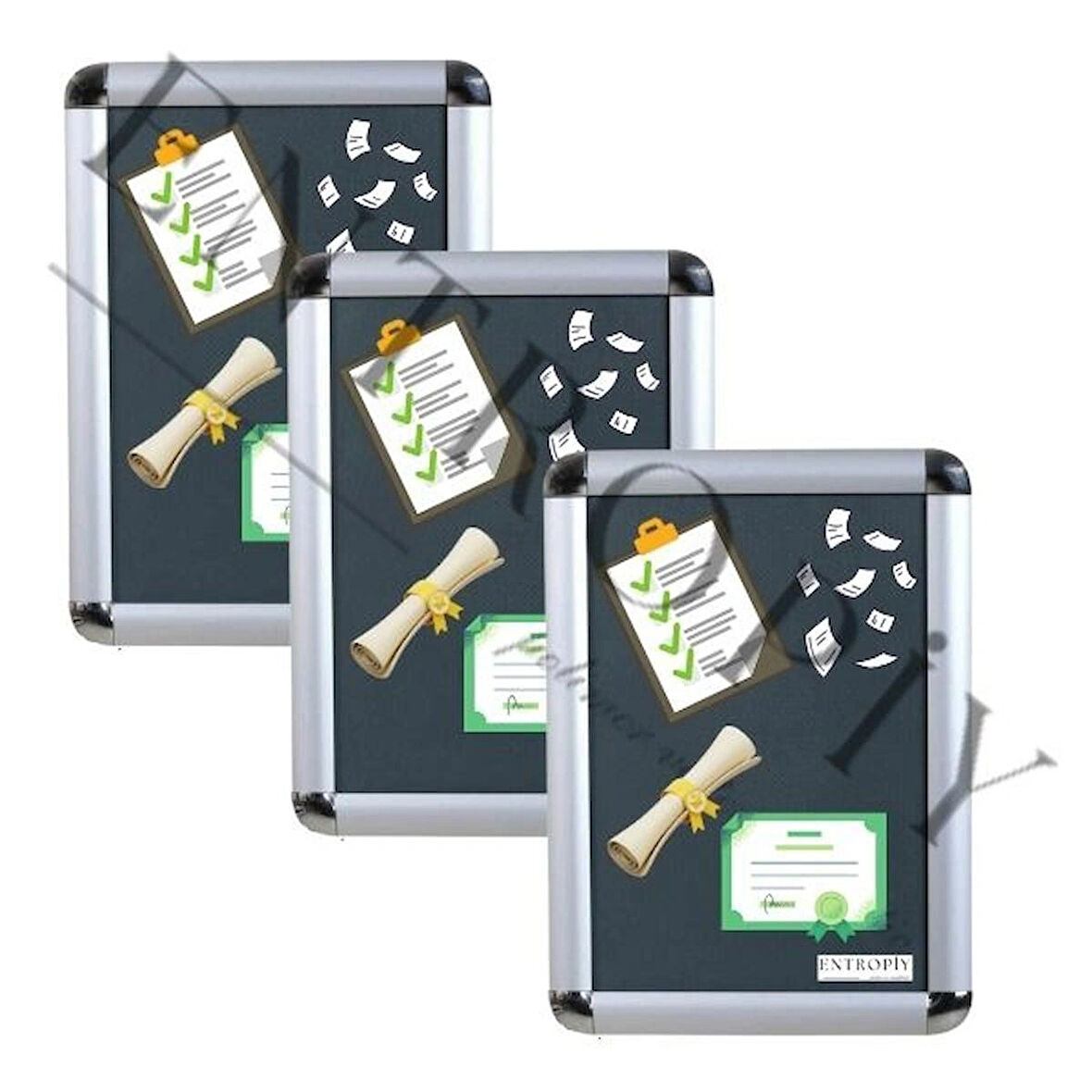 12 Adet A4 Display İşyeri Belge Çerçevesi - 21x30  Aç Kapat Özellikli - Rondo Bağlantılı Afiş Sertifika Poster