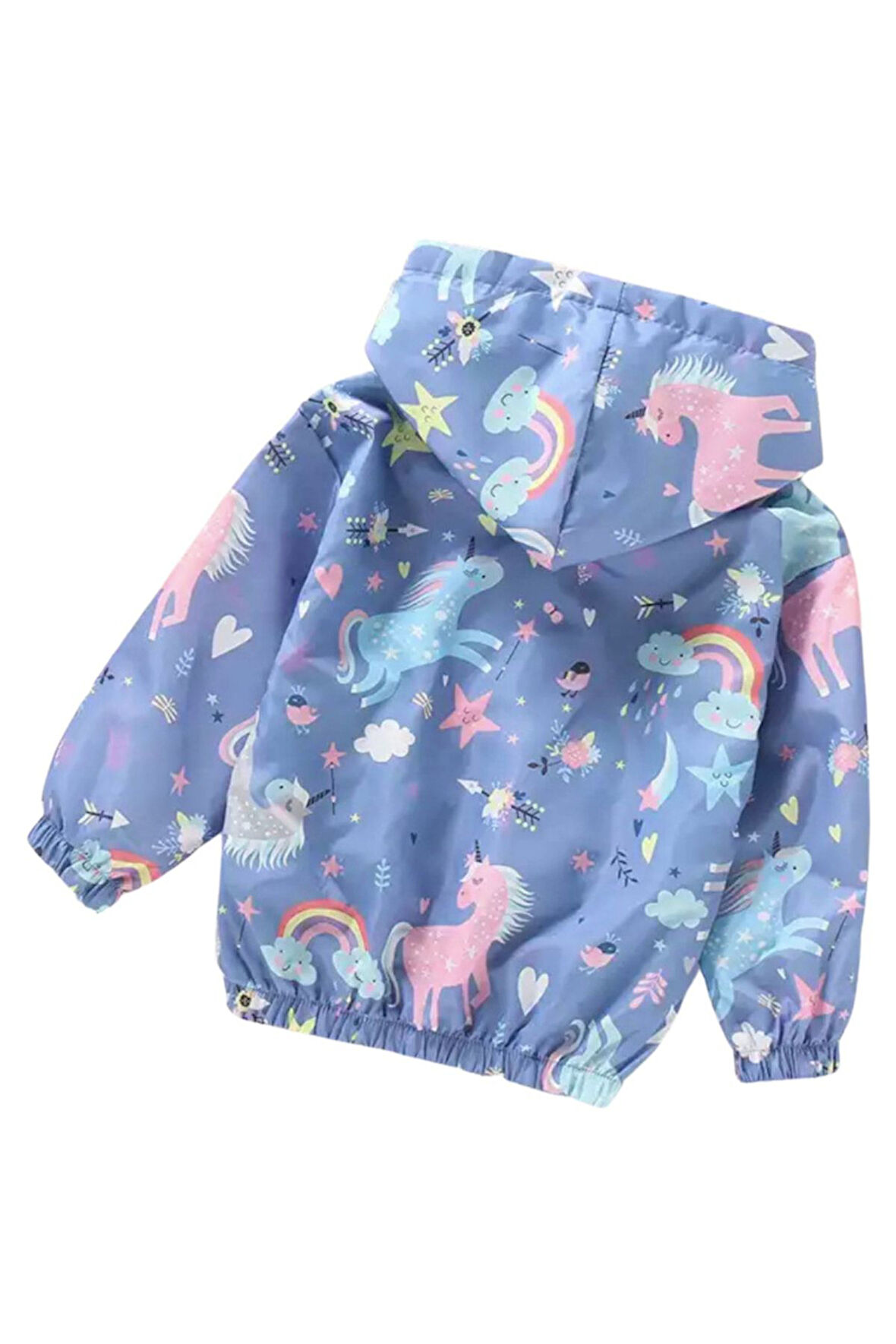 Petityu Su Geçirmez Yağmurluk Unicorn Çocuk Kapşonlu Kız Mont Çocuk