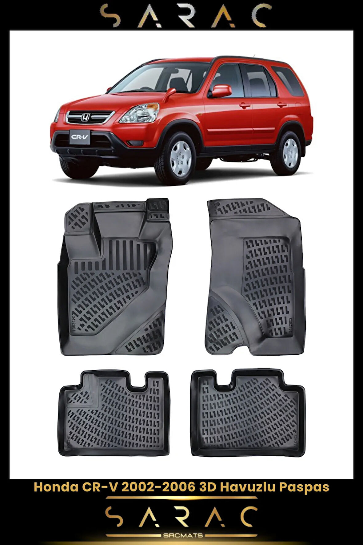 Honda Cr-v 2004 Model Araca Özel 3d Havuzlu Paspas