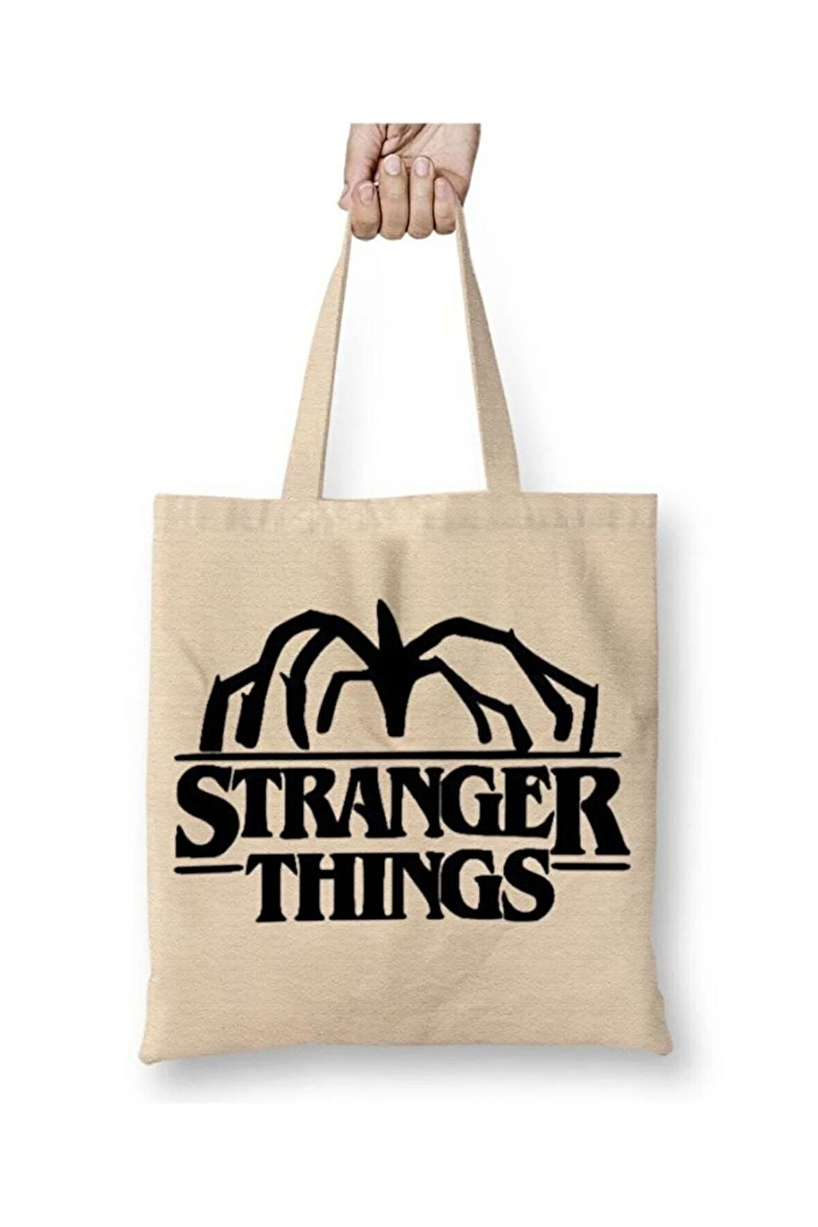 Stranger Things Demogorgon Logo Bez Çanta Uzun Saplı Alışveriş Çantası Plaj Çantası