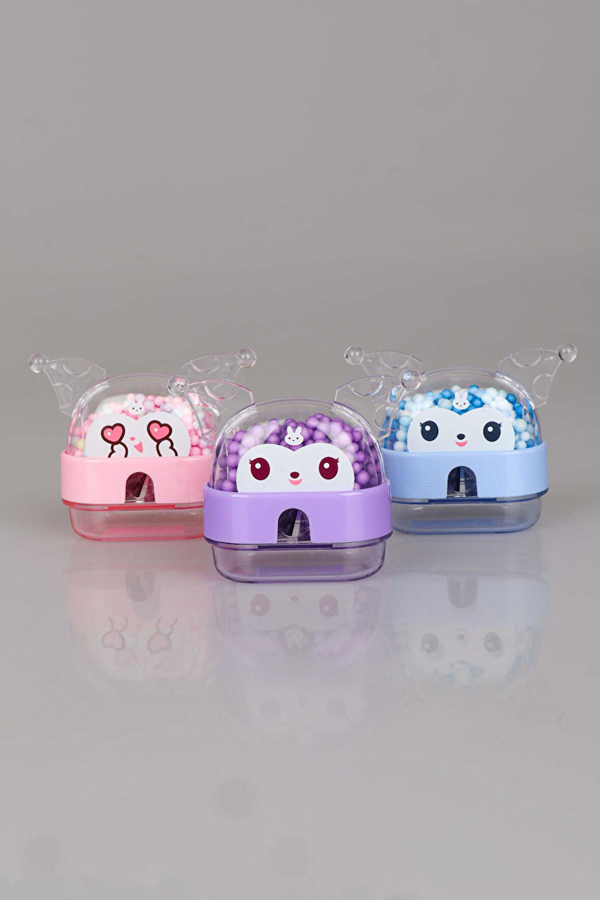 DEKOMUS İLE YENİ SEZON LİSANSLI KUROMI,MELODY VE HELLO KITTY " 3 ADET " ÇİFT BIÇAKLI OVAL KALEMTRAŞ 